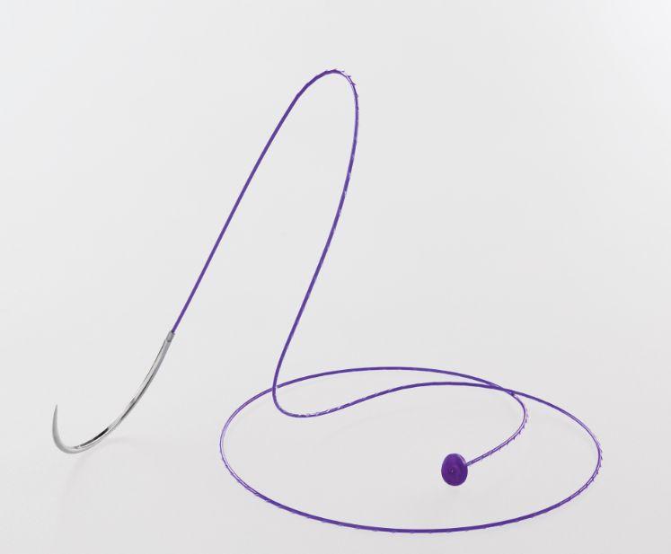 SYMMCORA LONG фіолетова, USP 0 45CM однонаправлена, одна колюча голка 1/2 кола 65мм, посилена, з шайбою